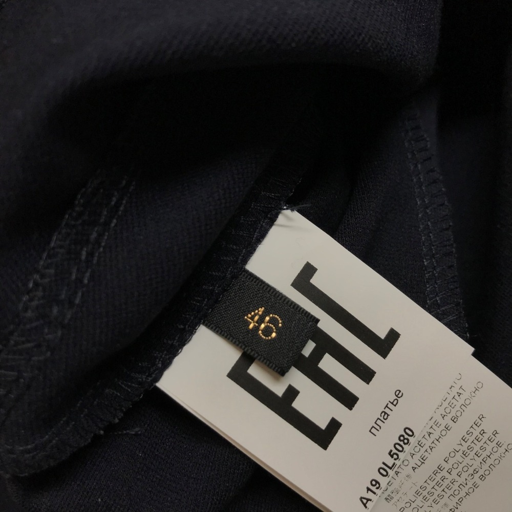 Les Copains Dress Womens Size 46 US 10-12 Navy Blue BVM Spa Sheath Back Zip NEW - Picture 11 of 16